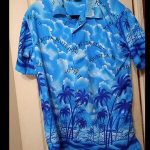 Belize " You betta Belize It" Blue Hawaiian Tropical Mens Medium Button Up Shirt